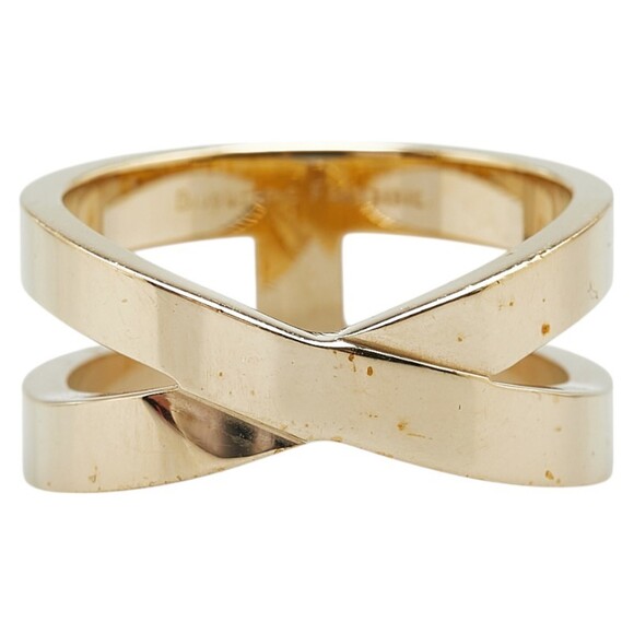 Hermes Ribbon Scarf Ring Gold Plated Women's